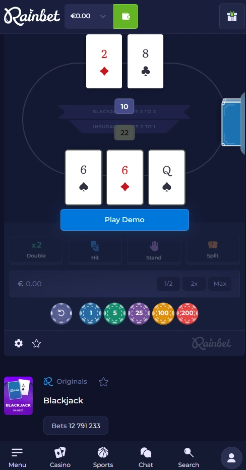 rainbet mobile games page